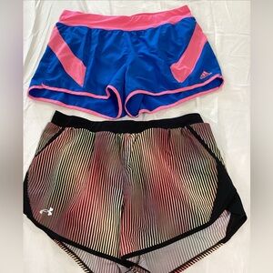 Lot of 2 UNDER ARMOUR & Adidas Women's Multicolor Athletic Shorts RUNNING